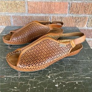 Pikolonos Puerto Vallarta Mule Sandals Brown Leather Size 39 US 8 Women’s